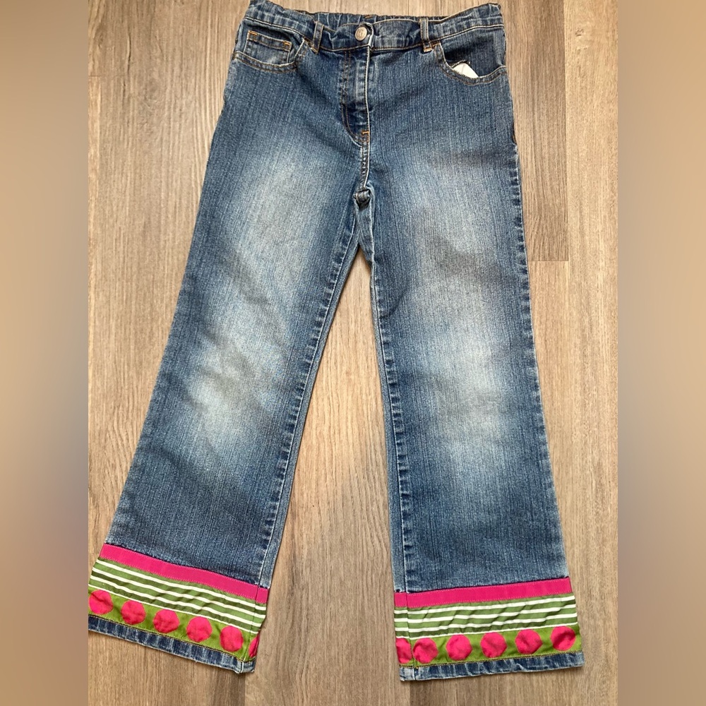 Lily Pulitzer Bootcut Jeans Ribbon Trimmed Bottoms Girls Size 8